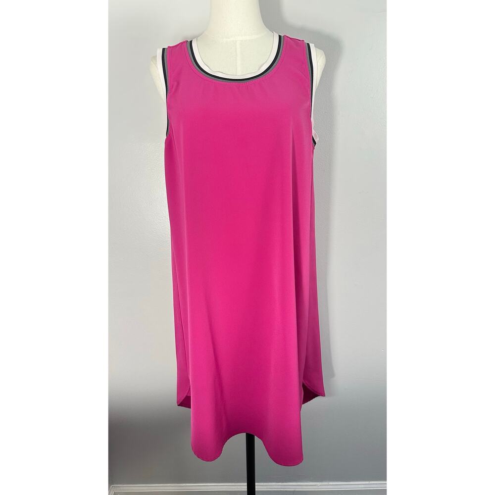 Fuchsia Pink Sleeveless Tank Shift Dress Athleisure Sporty Activewear L